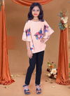 Orange Colour Kids Kaftan With Pant Ethnic Wear Cotton Printed Girls Wear Collection Rumani 03